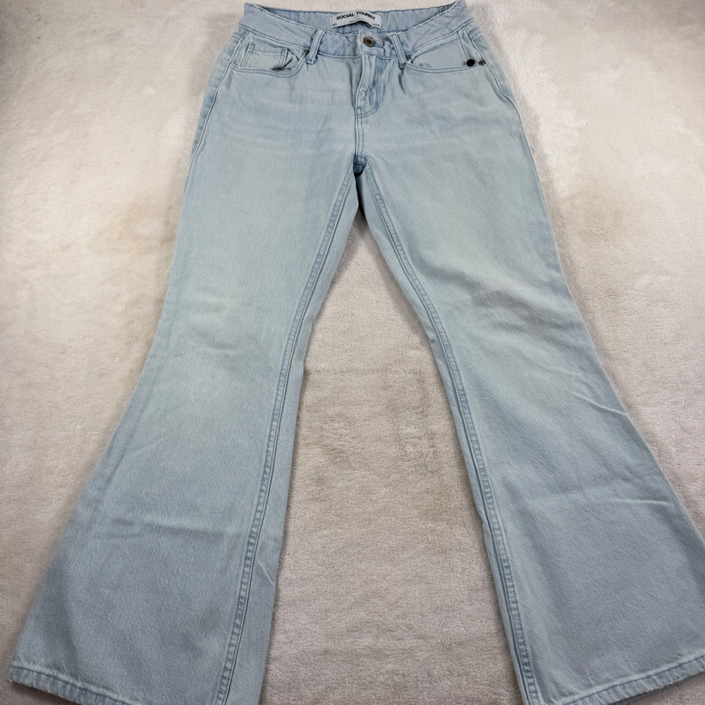 Social Tourist Womens 0S W24 Light Wash High Rise Flare Denim Jeans